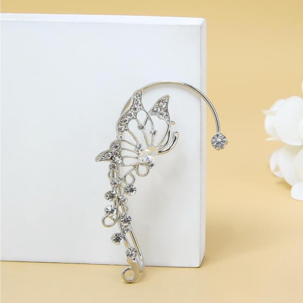 Silver Butterfly Ear Cuff